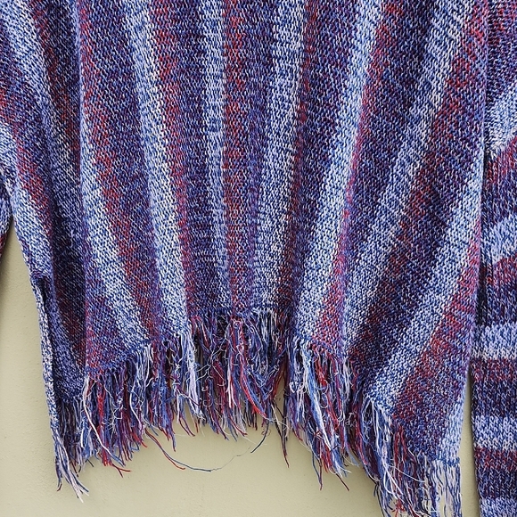 NATURAL LIFE Purple and Gray Striped Fringe Sweater - Picture 4 of 11